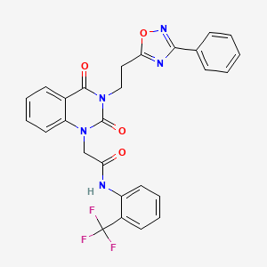 molecular formula C27H20F3N5O4 B2388048 2-(2,4-二氧代-3-(2-(3-苯基-1,2,4-恶二唑-5-基)乙基)-3,4-二氢喹唑啉-1(2H)-基)-N-(2-(三氟甲基)苯基)乙酰胺 CAS No. 894929-25-0