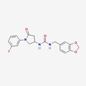 molecular formula C19H18FN3O4 B2388054 1-(Benzo[d][1,3]dioxol-5-ylmethyl)-3-(1-(3-fluorophenyl)-5-oxopyrrolidin-3-yl)urea CAS No. 894027-50-0