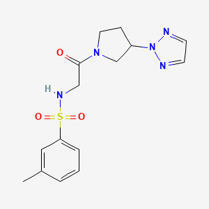 molecular formula C15H19N5O3S B2388063 N-(2-(3-(2H-1,2,3-triazol-2-yl)pyrrolidin-1-yl)-2-oxoethyl)-3-methylbenzenesulfonamide CAS No. 2034409-06-6