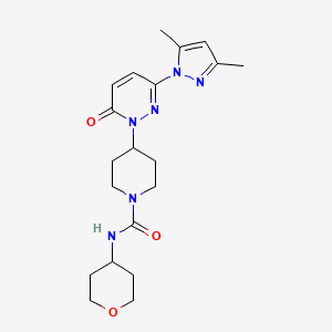 molecular formula C20H28N6O3 B2388066 4-[3-(3,5-Dimethylpyrazol-1-yl)-6-oxopyridazin-1-yl]-N-(oxan-4-yl)piperidine-1-carboxamide CAS No. 2380010-51-3