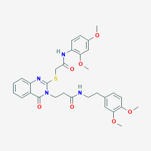 molecular formula C31H34N4O7S B2388068 N-(3,4-dimethoxyphenethyl)-3-(2-((2-((2,4-dimethoxyphenyl)amino)-2-oxoethyl)thio)-4-oxoquinazolin-3(4H)-yl)propanamide CAS No. 422290-27-5
