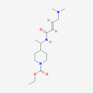 molecular formula C16H29N3O3 B2388074 Ethyl 4-[1-[[(E)-4-(dimethylamino)but-2-enoyl]amino]ethyl]piperidine-1-carboxylate CAS No. 2411336-34-8