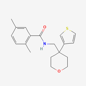 2,5-dimethyl-N-((4-(thiophen-3-yl)tetrahydro-2H-pyran-4-yl)methyl)benzamide