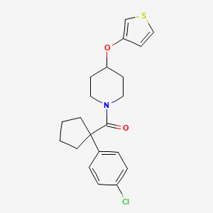 molecular formula C21H24ClNO2S B2388084 (1-(4-氯苯基)环戊基)(4-(噻吩-3-氧基)哌啶-1-基)甲苯酮 CAS No. 2034364-31-1