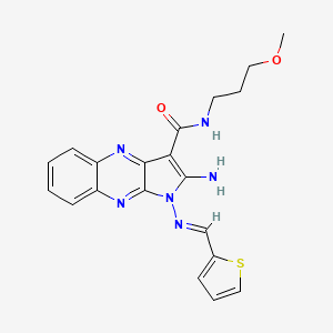 molecular formula C20H20N6O2S B2388085 2-amino-N-(3-methoxypropyl)-1-(thiophen-2-ylmethylideneamino)pyrrolo[3,2-b]quinoxaline-3-carboxamide CAS No. 835907-70-5
