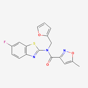 molecular formula C17H12FN3O3S B2388094 N-(6-氟苯并[d]噻唑-2-基)-N-(呋喃-2-基甲基)-5-甲基异恶唑-3-甲酰胺 CAS No. 946202-69-3