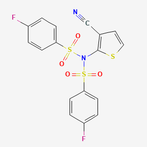 molecular formula C17H10F2N2O4S3 B2388095 N-(3-cyano-2-thienyl)-4-fluoro-N-[(4-fluorophenyl)sulfonyl]benzenesulfonamide CAS No. 866019-36-5