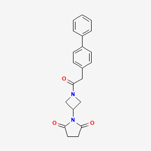 molecular formula C21H20N2O3 B2388096 1-(1-(2-([1,1'-Biphenyl]-4-yl)acetyl)azetidin-3-yl)pyrrolidine-2,5-dione CAS No. 1903296-71-8