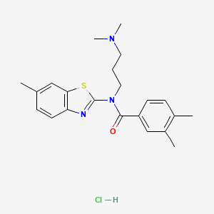 molecular formula C22H28ClN3OS B2388097 盐酸N-(3-(二甲氨基)丙基)-3,4-二甲基-N-(6-甲基苯并[d]噻唑-2-基)苯甲酰胺 CAS No. 1216450-29-1