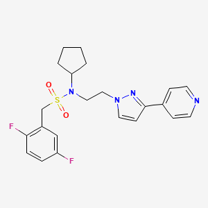 molecular formula C22H24F2N4O2S B2388098 N-cyclopentyl-1-(2,5-difluorophenyl)-N-(2-(3-(pyridin-4-yl)-1H-pyrazol-1-yl)ethyl)methanesulfonamide CAS No. 2034420-29-4