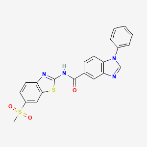 molecular formula C22H16N4O3S2 B2388099 N-(6-(methylsulfonyl)benzo[d]thiazol-2-yl)-1-phenyl-1H-benzo[d]imidazole-5-carboxamide CAS No. 1203399-24-9