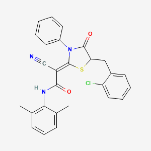 (2Z)-2-[5-(2-chlorobenzyl)-4-oxo-3-phenyl-1,3-thiazolidin-2-ylidene]-2-cyano-N-(2,6-dimethylphenyl)ethanamide