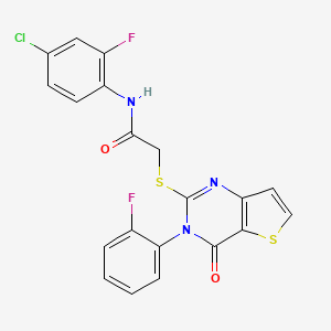 molecular formula C20H12ClF2N3O2S2 B2388105 N-(4-chloro-2-fluorophenyl)-2-{[3-(2-fluorophenyl)-4-oxo-3,4-dihydrothieno[3,2-d]pyrimidin-2-yl]sulfanyl}acetamide CAS No. 1260997-56-5