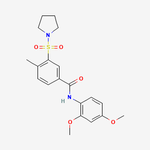 molecular formula C20H24N2O5S B2388115 N-(2,4-dimethoxyphenyl)-4-methyl-3-(pyrrolidin-1-ylsulfonyl)benzamide CAS No. 865554-42-3