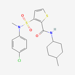 molecular formula C19H23ClN2O3S2 B2388117 3-[(4-氯苯基)(甲基)磺酰胺基]-N-(4-甲基环己基)噻吩-2-甲酰胺 CAS No. 1251595-96-6
