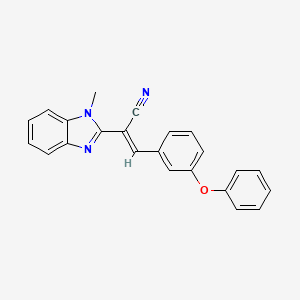 molecular formula C23H17N3O B2388123 (E)-2-(1-甲基-1H-苯并[d]咪唑-2-基)-3-(3-苯氧基苯基)丙烯腈 CAS No. 392246-21-8