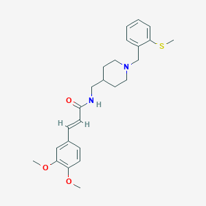 molecular formula C25H32N2O3S B2388135 (E)-3-(3,4-dimethoxyphenyl)-N-((1-(2-(methylthio)benzyl)piperidin-4-yl)methyl)acrylamide CAS No. 1235692-90-6