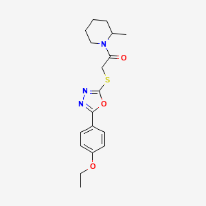 molecular formula C18H23N3O3S B2388137 2-((5-(4-Ethoxyphenyl)-1,3,4-oxadiazol-2-yl)thio)-1-(2-methylpiperidin-1-yl)ethanone CAS No. 850937-25-6