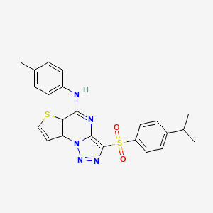 molecular formula C23H21N5O2S2 B2388139 3-((4-isopropylphenyl)sulfonyl)-N-(p-tolyl)thieno[2,3-e][1,2,3]triazolo[1,5-a]pyrimidin-5-amine CAS No. 892740-82-8