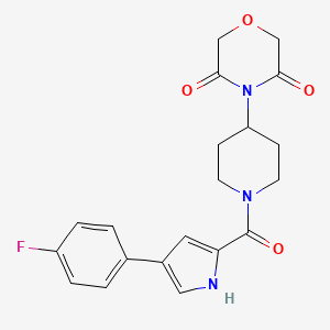 molecular formula C20H20FN3O4 B2388150 4-(1-(4-(4-氟苯基)-1H-吡咯-2-羰基)哌啶-4-基)吗啉-3,5-二酮 CAS No. 2034423-92-0