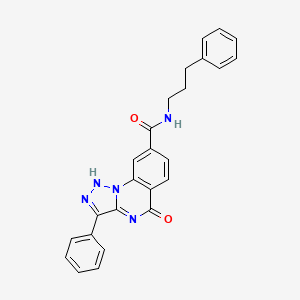 molecular formula C25H21N5O2 B2388151 5-oxo-3-phenyl-N-(3-phenylpropyl)-4,5-dihydro-[1,2,3]triazolo[1,5-a]quinazoline-8-carboxamide CAS No. 1031624-46-0