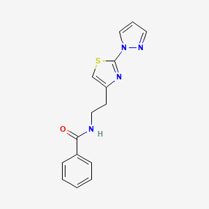 molecular formula C15H14N4OS B2388156 N-(2-(2-(1H-pyrazol-1-yl)thiazol-4-yl)ethyl)benzamide CAS No. 1428380-41-9