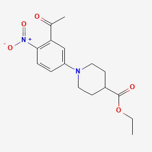 molecular formula C16H20N2O5 B2388159 Ethyl 1-(3-acetyl-4-nitrophenyl)-4-piperidinecarboxylate CAS No. 866018-75-9