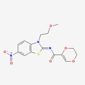 molecular formula C15H15N3O6S B2388162 (Z)-N-(3-(2-méthoxyéthyl)-6-nitrobenzo[d]thiazol-2(3H)-ylidène)-5,6-dihydro-1,4-dioxine-2-carboxamide CAS No. 864976-83-0