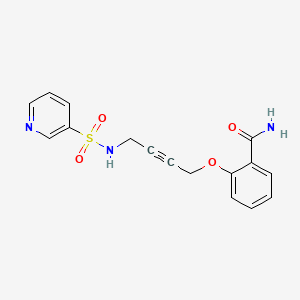 molecular formula C16H15N3O4S B2388164 2-((4-(Pyridine-3-sulfonamido)but-2-yn-1-yl)oxy)benzamide CAS No. 1448035-23-1