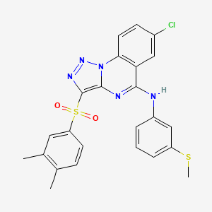 molecular formula C24H20ClN5O2S2 B2388167 7-chloro-3-[(3,4-dimethylphenyl)sulfonyl]-N-[3-(methylsulfanyl)phenyl][1,2,3]triazolo[1,5-a]quinazolin-5-amine CAS No. 893788-95-9