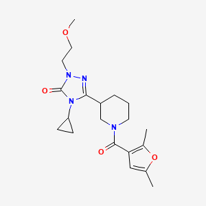 molecular formula C20H28N4O4 B2388173 4-环丙基-3-(1-(2,5-二甲基呋喃-3-羰基)哌啶-3-基)-1-(2-甲氧基乙基)-1H-1,2,4-三唑-5(4H)-酮 CAS No. 2194844-79-4