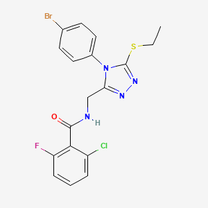 molecular formula C18H15BrClFN4OS B2388179 N-((4-(4-ブロモフェニル)-5-(エチルチオ)-4H-1,2,4-トリアゾール-3-イル)メチル)-2-クロロ-6-フルオロベンズアミド CAS No. 391933-30-5