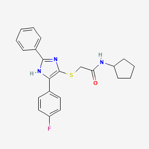 N-cyclopentyl-2-((5-(4-fluorophenyl)-2-phenyl-1H-imidazol-4-yl)thio)acetamide