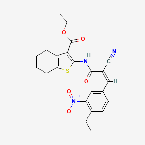 molecular formula C23H23N3O5S B2388184 ethyl 2-[[(Z)-2-cyano-3-(4-ethyl-3-nitrophenyl)prop-2-enoyl]amino]-4,5,6,7-tetrahydro-1-benzothiophene-3-carboxylate CAS No. 851470-70-7