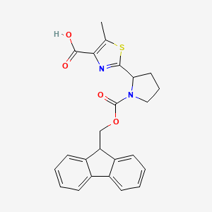 molecular formula C24H22N2O4S B2388187 2-[1-(9H-Fluoren-9-ylmethoxycarbonyl)pyrrolidin-2-yl]-5-methyl-1,3-thiazole-4-carboxylic acid CAS No. 2137828-83-0