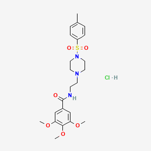 molecular formula C23H32ClN3O6S B2388188 3,4,5-trimethoxy-N-(2-(4-tosylpiperazin-1-yl)ethyl)benzamide hydrochloride CAS No. 60779-42-2