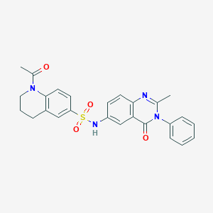 molecular formula C26H24N4O4S B2388190 1-acetyl-N-(2-methyl-4-oxo-3-phenyl-3,4-dihydroquinazolin-6-yl)-1,2,3,4-tetrahydroquinoline-6-sulfonamide CAS No. 1105238-48-9