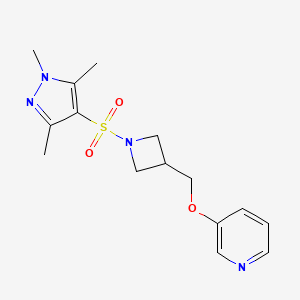 3-[[1-(1,3,5-Trimethylpyrazol-4-yl)sulfonylazetidin-3-yl]methoxy]pyridine