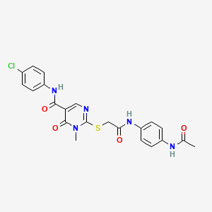 molecular formula C22H20ClN5O4S B2388195 2-((2-((4-乙酰氨基苯基)氨基)-2-氧代乙基)硫代)-N-(4-氯苯基)-1-甲基-6-氧代-1,6-二氢嘧啶-5-甲酰胺 CAS No. 894034-53-8