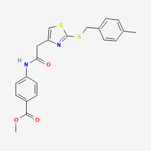 molecular formula C21H20N2O3S2 B2388197 4-(2-(2-((4-メチルベンジル)チオ)チアゾール-4-イル)アセトアミド)安息香酸メチル CAS No. 941923-15-5