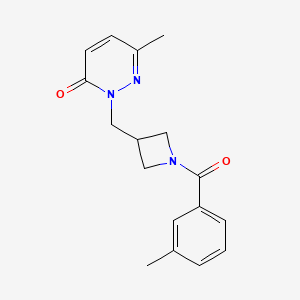molecular formula C17H19N3O2 B2388212 6-Methyl-2-[[1-(3-methylbenzoyl)azetidin-3-yl]methyl]pyridazin-3-one CAS No. 2320884-90-8