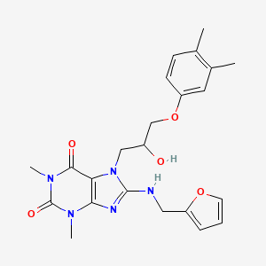 molecular formula C23H27N5O5 B2388215 7-(3-(3,4-dimethylphenoxy)-2-hydroxypropyl)-8-((furan-2-ylmethyl)amino)-1,3-dimethyl-1H-purine-2,6(3H,7H)-dione CAS No. 923673-60-3