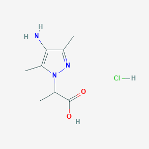 molecular formula C8H14ClN3O2 B2388219 2-(4-Amino-3,5-dimethyl-1H-pyrazol-1-yl)propanoic acid hydrochloride CAS No. 1431965-27-3
