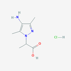 molecular formula C8H14ClN3O2 B2388219 2-(4-氨基-3,5-二甲基-1H-吡唑-1-基)丙酸盐酸盐 CAS No. 1431965-27-3