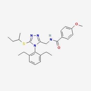 molecular formula C25H32N4O2S B2388229 N-((5-(叔丁基硫)-4-(2,6-二乙基苯基)-4H-1,2,4-三唑-3-基)甲基)-4-甲氧基苯甲酰胺 CAS No. 476432-76-5