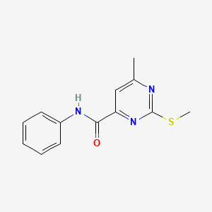 molecular formula C13H13N3OS B2388232 6-methyl-2-(methylsulfanyl)-N-phenylpyrimidine-4-carboxamide CAS No. 1147785-42-9