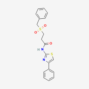 molecular formula C19H18N2O3S2 B2388234 3-(benzylsulfonyl)-N-(4-phenyl-1,3-thiazol-2-yl)propanamide CAS No. 827620-50-8