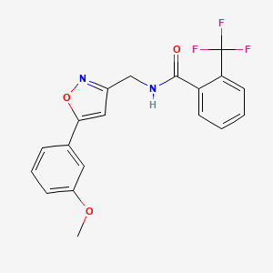 molecular formula C19H15F3N2O3 B2388238 N-((5-(3-methoxyphenyl)isoxazol-3-yl)methyl)-2-(trifluoromethyl)benzamide CAS No. 953013-61-1