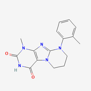 molecular formula C16H17N5O2 B2388239 1-甲基-9-(2-甲基苯基)-7,8-二氢-6H-嘌呤[7,8-a]嘧啶-2,4-二酮 CAS No. 876900-53-7