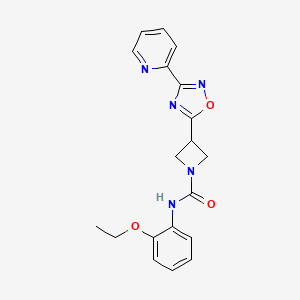 molecular formula C19H19N5O3 B2388250 N-(2-ethoxyphenyl)-3-(3-(pyridin-2-yl)-1,2,4-oxadiazol-5-yl)azetidine-1-carboxamide CAS No. 1251696-83-9